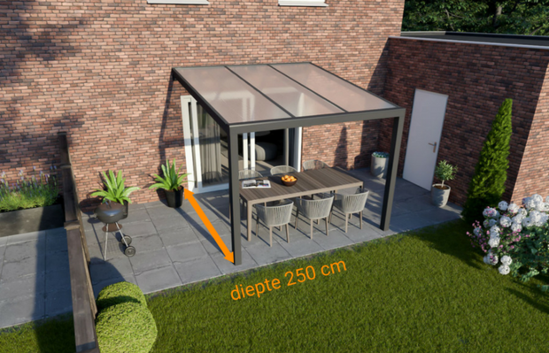 veranda nice en easy antraciet 300x250 cm diepte